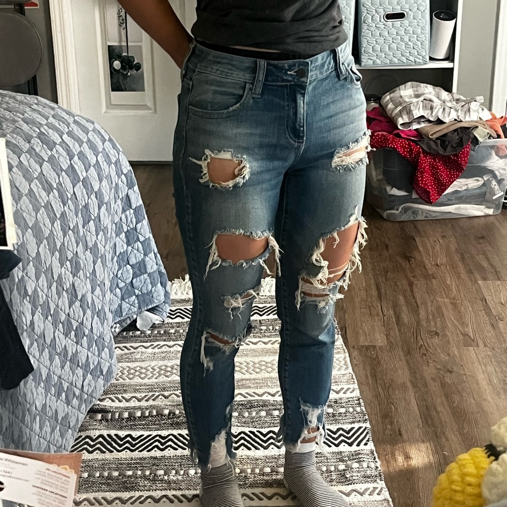 Distressed Blue Jeans